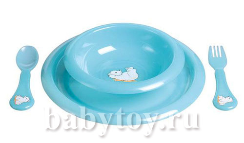 Комплект посуды для кормления Bebe Jou небесно-голубой