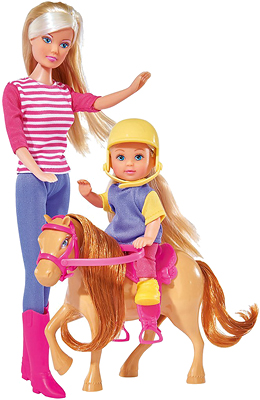 Кукла Штеффи и Еви с пони на ферме